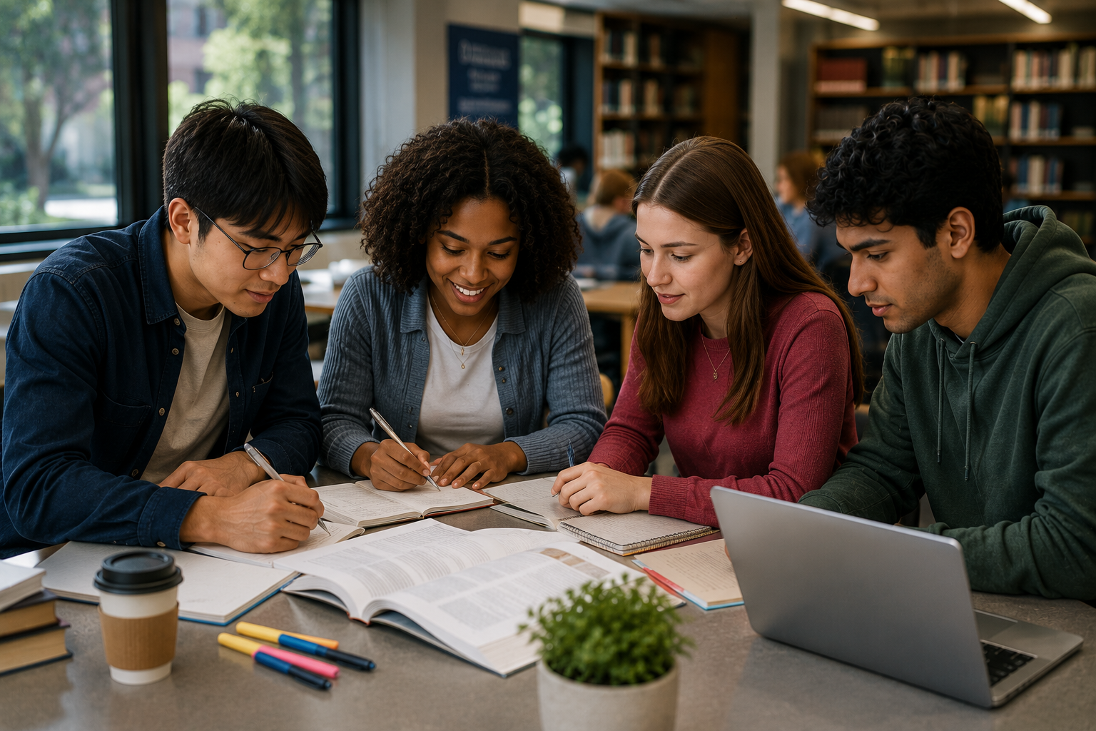 Students studying together